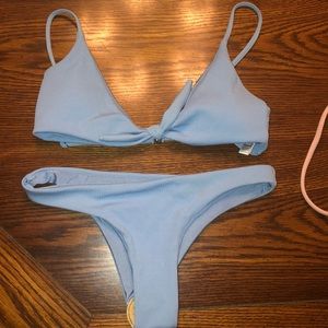 Ribbed Blue Bikini